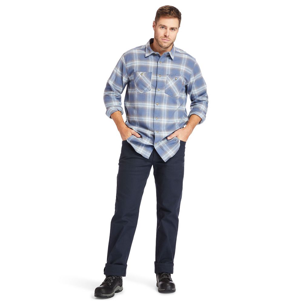 Camisa Masculino - Timberland Pro® Big & Tall Woodfort Flex Flannel Work - CDFHG6073 - Azuis